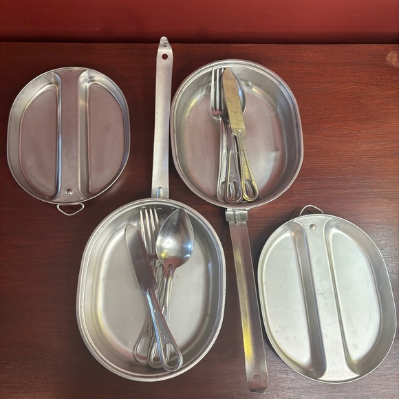 Vintage U.S. Army Mess Tin With Silverware Lot of 2 - Picture 2 of 7